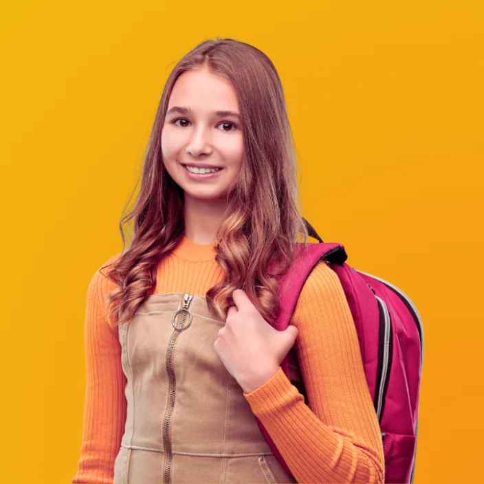 Girl with backpack